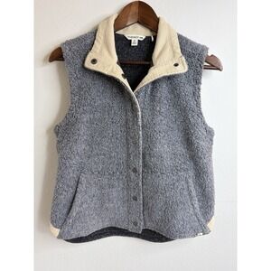 Toad & Co Sheridan Sherpa Wool Blend Corduroy Trim Vest Womens Small Gray